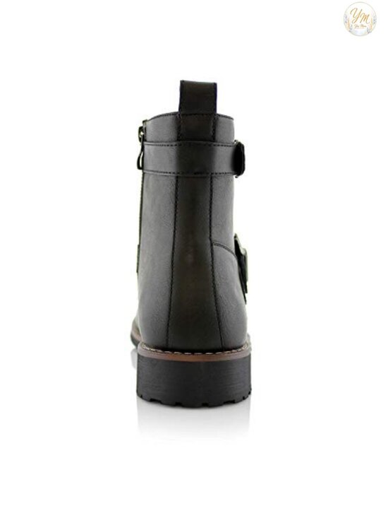 Engineer Boot with Buckle Straps & Side Zipper - Faux Leather main image 4